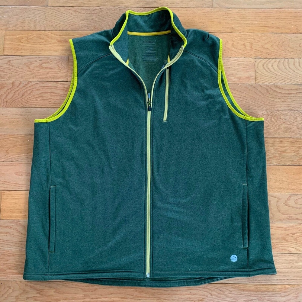 LL Bean Vest Full Zip Green‎ Slightly Fitted Men's XXL 2XL Performance